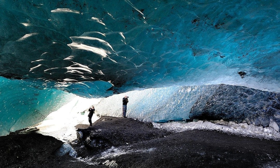 Exploring a spectacular blue ice cave in Iceland