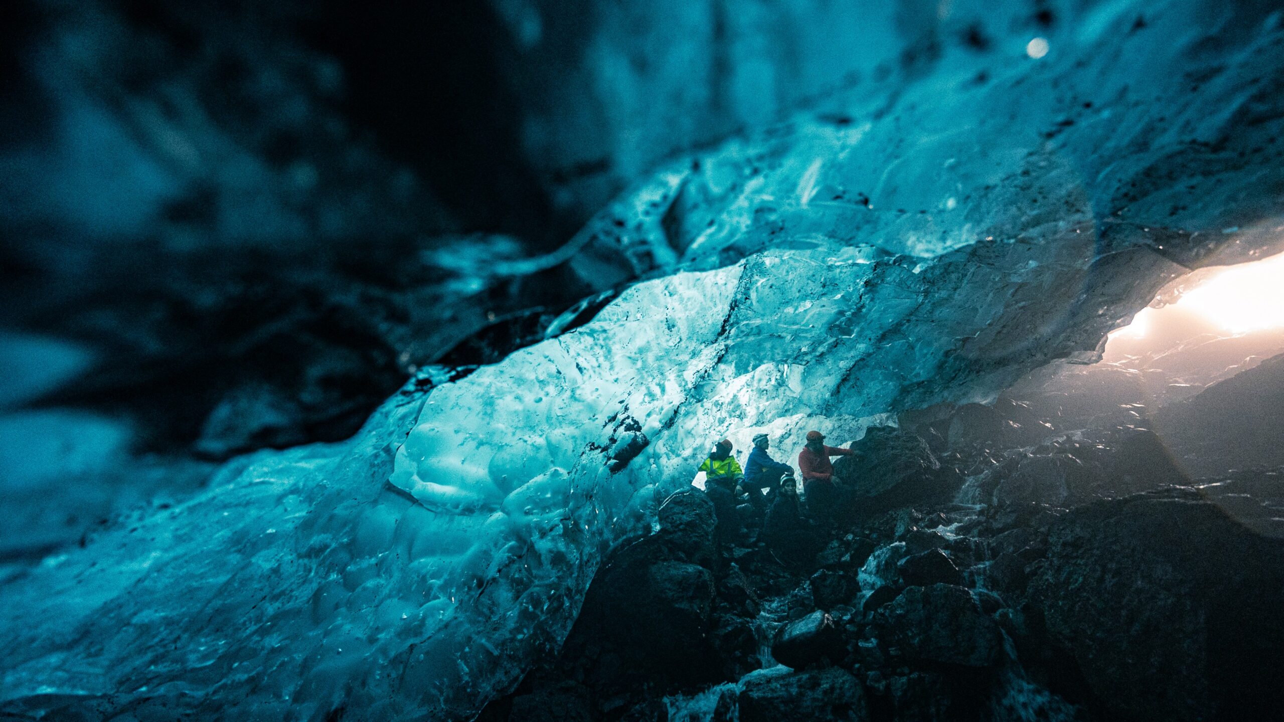blue ice cave in solheimajokull